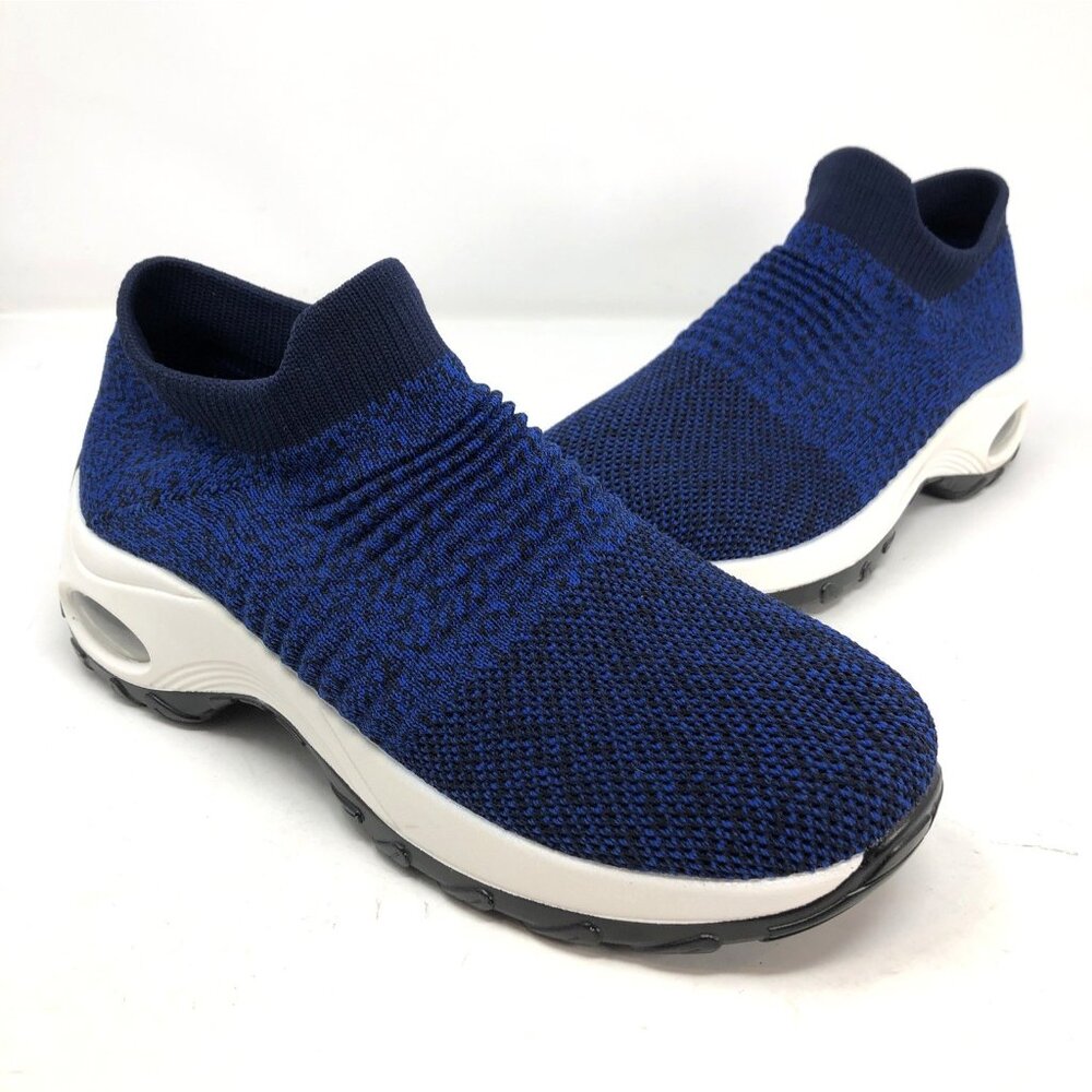 AdTec Sneaker Womens 9 Slow Man Blue Comfort Mesh Stretch Sock Slip On Athletic